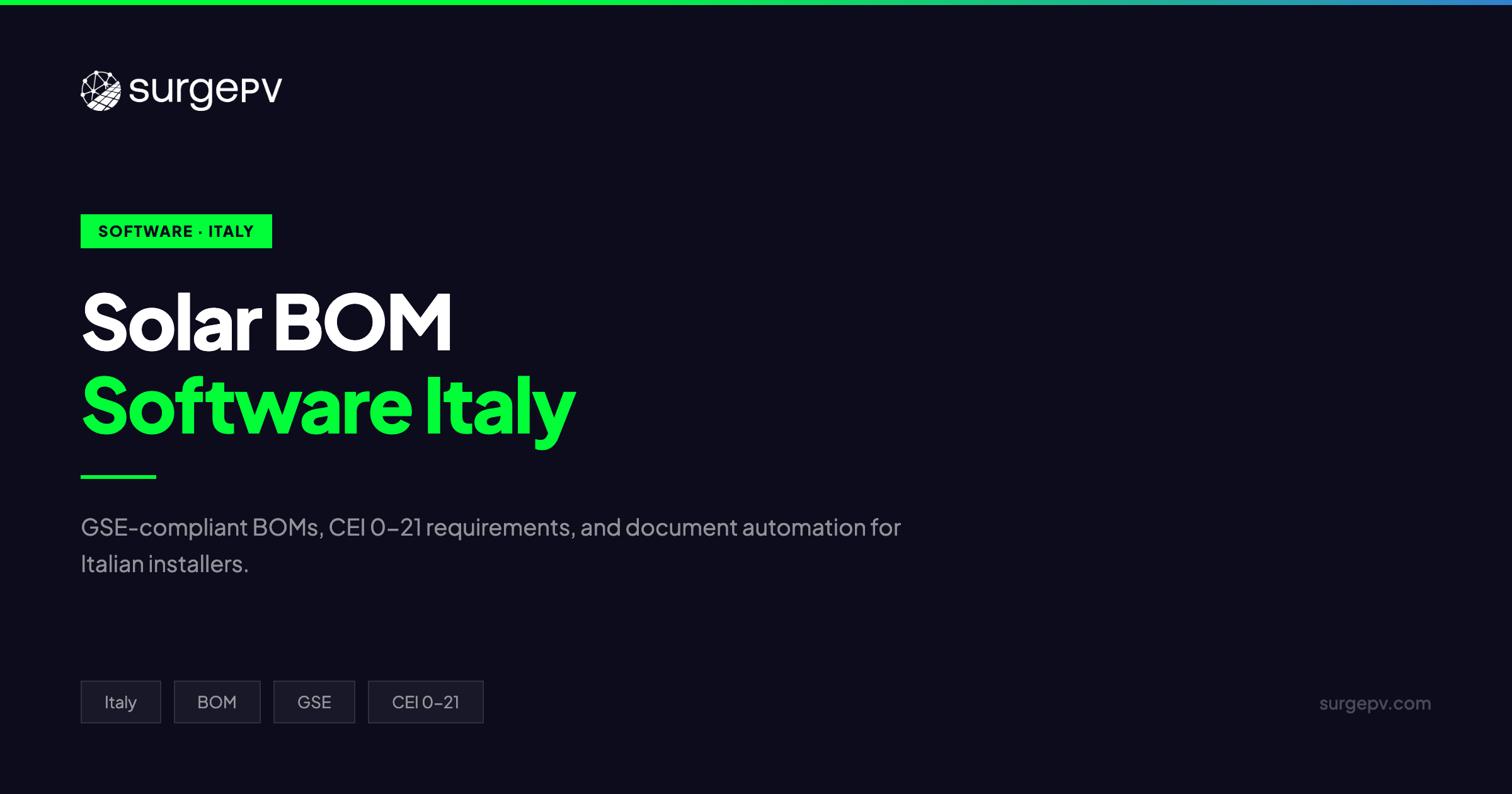 Solar Bill of Materials Software Italy 2026: GSE Compliance & BOM Automation