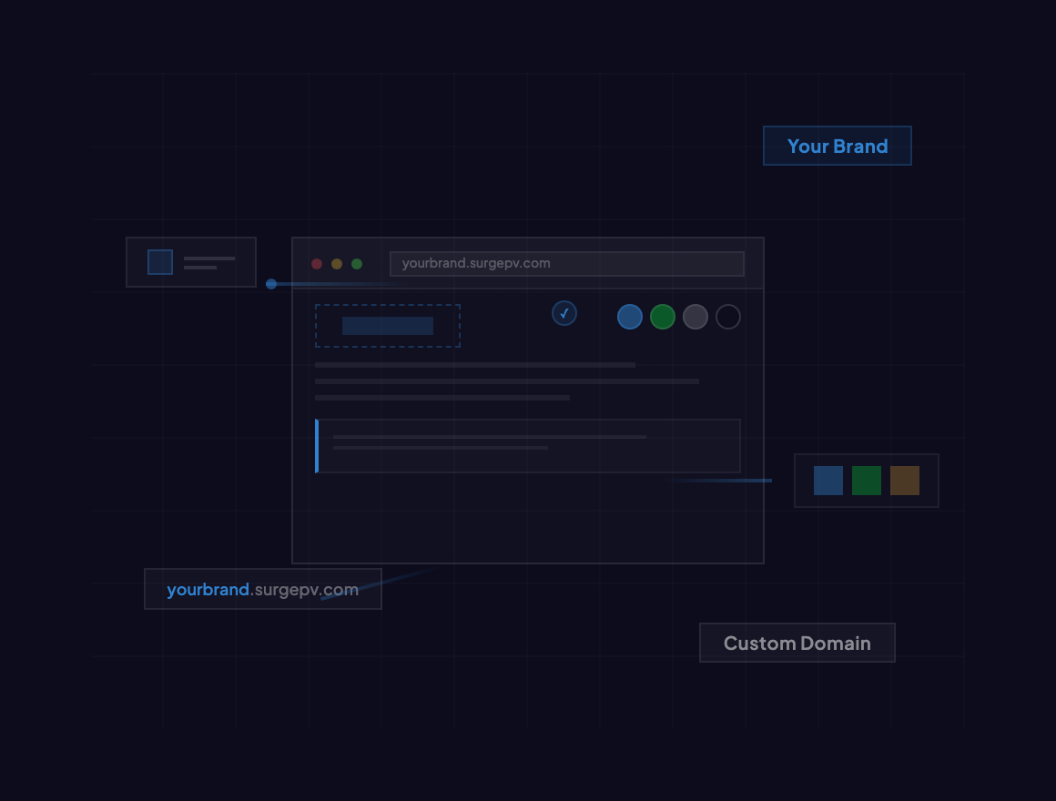 White-label platform setup with branding, colors, and custom domain