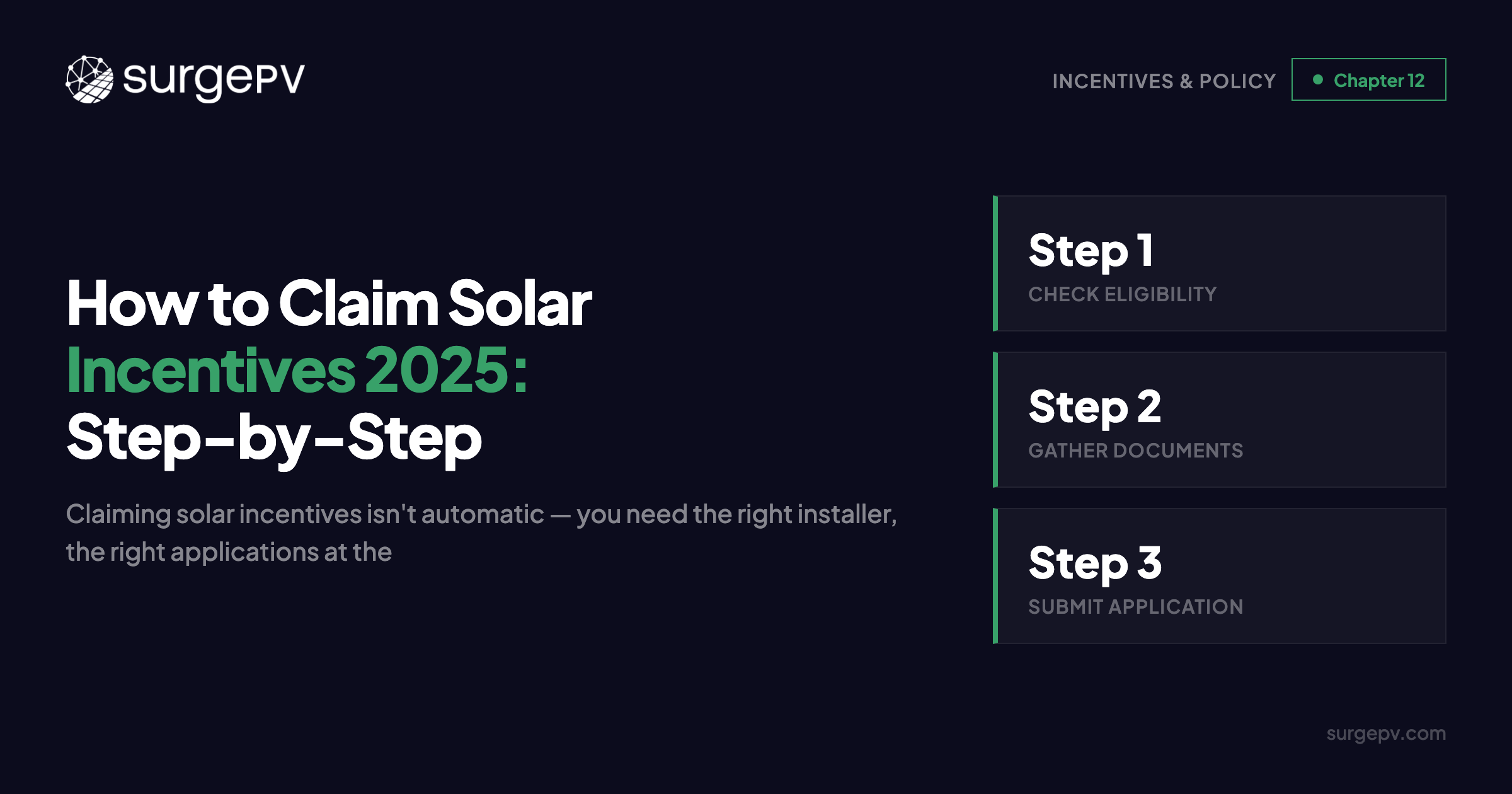 How to Claim Solar Incentives 2025: Step-by-Step Application Guide